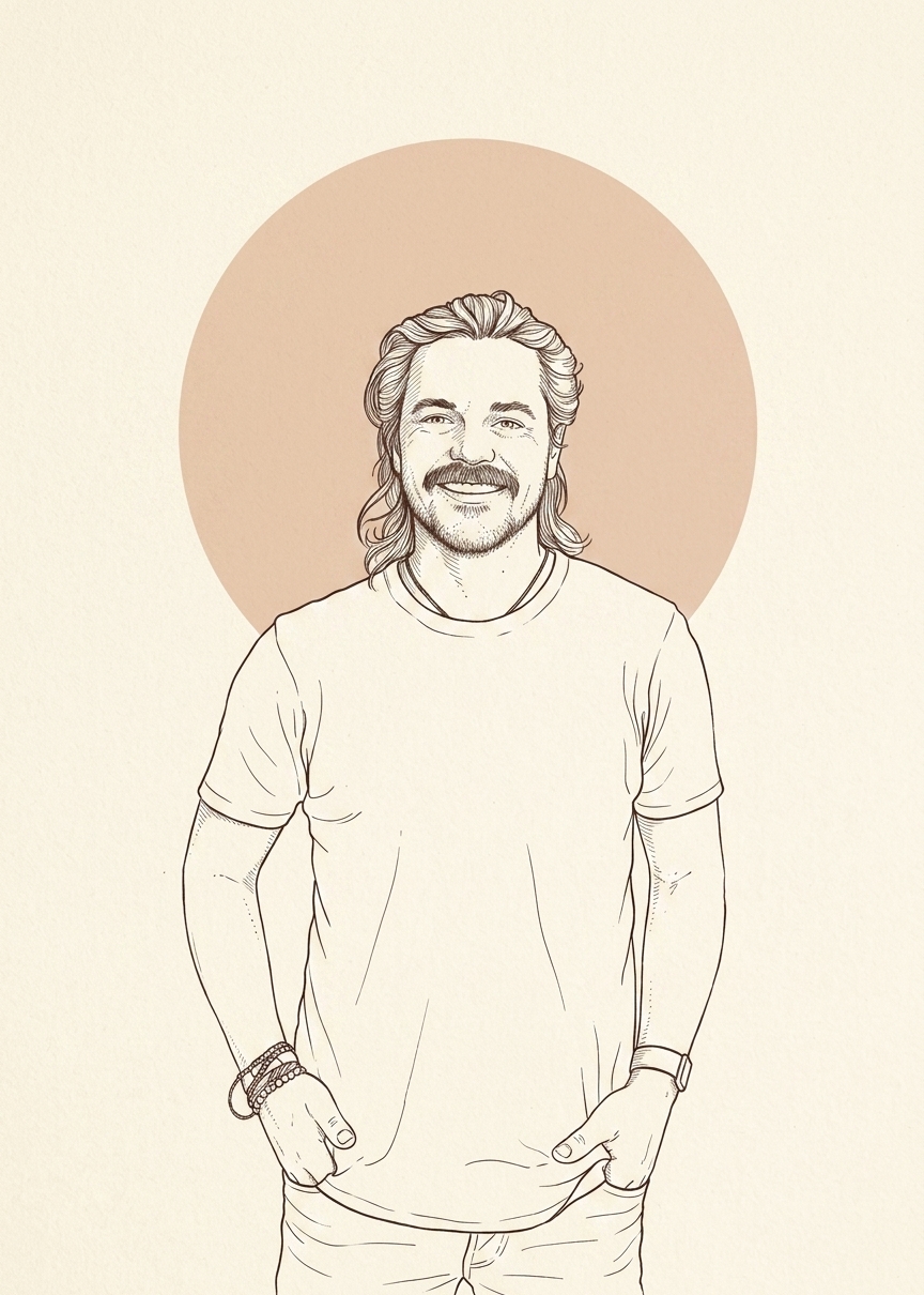Line drawing of Kyle Palaniuk